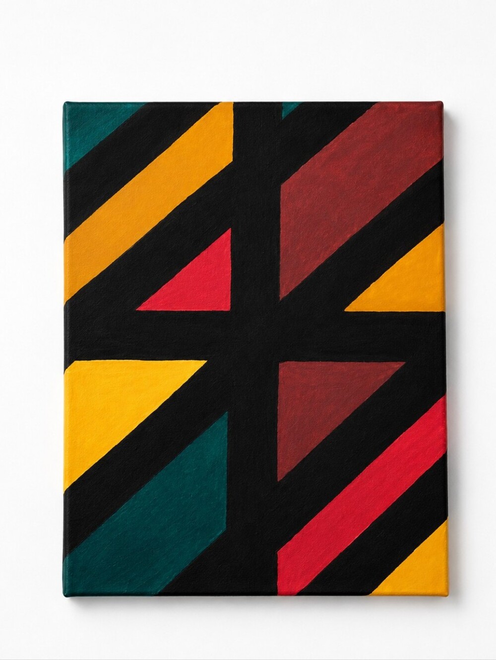 Original Hand Painted Geometric Abstract Canvas | Mid-Century Modern Boho Wall A